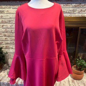 Eloquii Hot Pink Flare Sleeve Scuba Dress Size 18 NWT